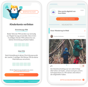 Eltern-App Log-in und Dashboard der CARE Kita-App