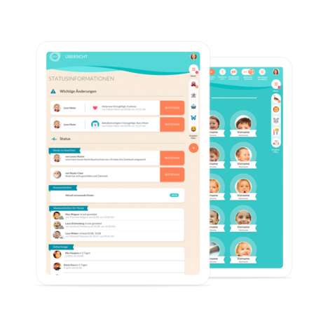 Tablet-Ansicht der CARE Kita App für Erzieher