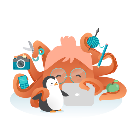 Illustration eines Octopus als Analogie für eine vielbeschäftigte Kita-Fachkraft