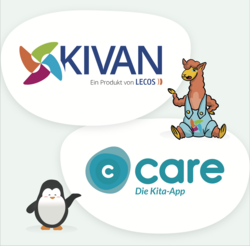 Logos von CARE Kita-App und KIVAN